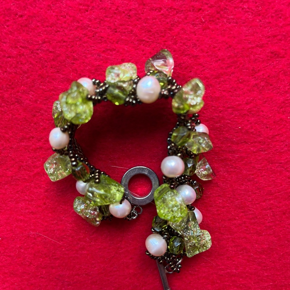 Vintage Natural Pearl & Glass Bracelet  NWOT
